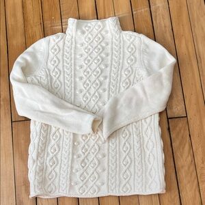 Talbots Cream Cable Knit Turtleneck Sweater